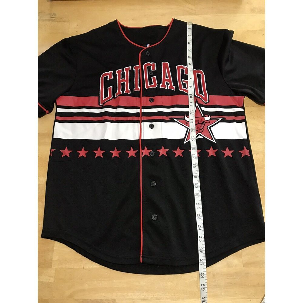 NBA Basketball Chicago‎ Bulls Jersey Mens Medium Black Red #66 Button Front - Picture 9 of 10